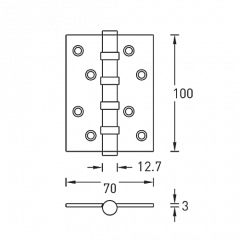 Петли универсальные SILLUR A010-C 100X70X3-4BB P.CHROME, цвет хром