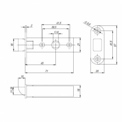 Защелка врезная PL45-R20 SN мат.никель тех. упаковка