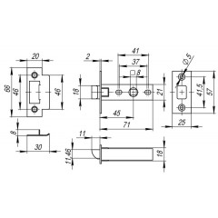 Защелка врезная PLASTIC P12-45-25 WH белый