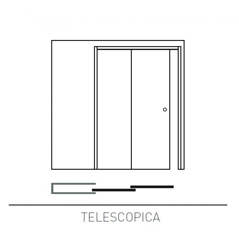 Пенал KIT TELESCOPIC SINGLE 1140x2100мм  сдвигать двухстворчатую раздвижную дверь в одну сторону, (под обрамление) - ETK120DB