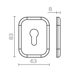 Декоративная накладка под цилиндр ESC 486-C SQ XL (хром) CP-8, 1 шт.