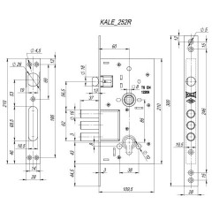 Корпус врезного цилиндрового замка с защёлкой 252/R w/b