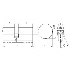 Цилиндровый механизм с вертушкой 164 BM/80 (30+10+40) mm латунь 5 кл.