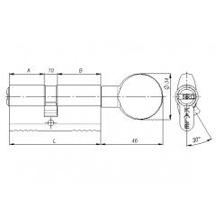 Цилиндровый механизм с вертушкой 164 BM/72 (30+10+32) mm латунь 5 кл.