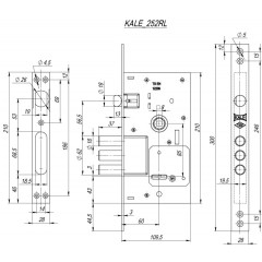 Замок врезной сувальдный с защёлкой 252/RL, 5 кл.