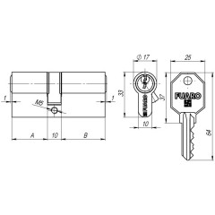 Цилиндровый механизм 100 CA 70 mm (30+10+30) CP хром 3 кл.