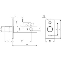 Задвижка врезная DB 860 CP (хром) 60мм