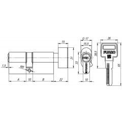 Цилиндровый механизм с вертушкой R602/80 mm (35+10+35) CP хром 5 кл.