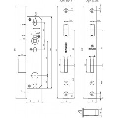 Корпус узкопрофильного замка с защелкой 4924-30/92 CP (хром)