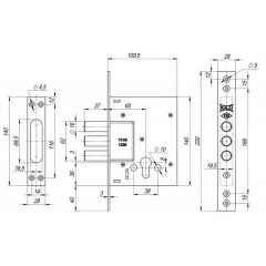 Корпус врезного цилиндрового замка 257 w/b (тех. комплектация)