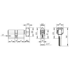 Цилиндровый механизм с вертушкой Z402/60 mm (25+10+25) PB латунь 5 кл.