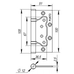 Петля универсальная без врезки 200-2B/HD 100x2,5 PN (мат. никель)