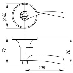 Ручка защелка 6010 CP-B (фик.) хром