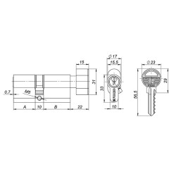 Цилиндровый механизм с вертушкой 100 ZM 80 mm (40+10+30) CP хром 5 кл. 