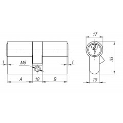 Цилиндровый механизм AX100/60 mm (25+10+25) CP хром 5 кл.