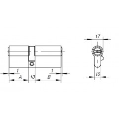 Цилиндровый механизм AX200/70 mm (30+10+30) CP хром 5 кл.