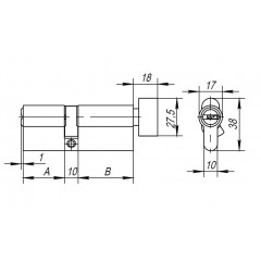 Цилиндровый механизм с вертушкой AX202/60 mm (25+10+25) CP хром 5 кл.