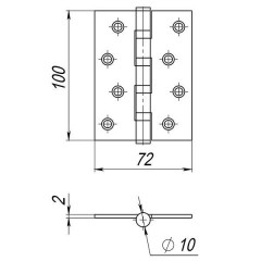 Петля универсальная 4B/P 100x70x2 AB (бронза) ПАКЕТ