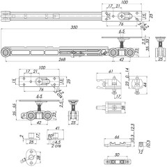 Комплект Armadillo (Армадилло) для раздвижных дверей Comfort - PRO SET 3 /soft close+roller/ 80 (CFA170B)