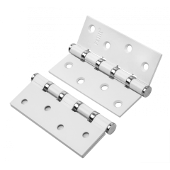 Петля стальная РЕНЦ, 100*75*2.5, 4 подшипника, без колпачка, супер белый / хром блестящий