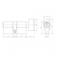 Цилиндровый механизм (AZ102/90) AZ1002Knob90 (40+10+40) CP хром