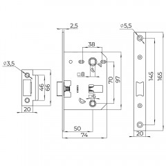 Защелка врезная PLASTLP72-50 (LP72-50) BL черный