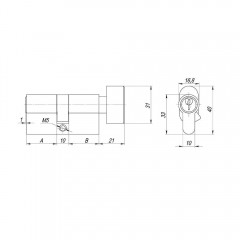 Цилиндровый механизм (AX102/60) AX1002Knob60 (25+10+25)/HD CP хром 4Key с вертушкой