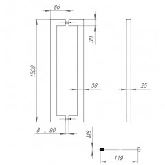 Ручка-скоба PULL.PH38/1500.26 INOX 304 (PH-26-38/1500-INOX) BLACK