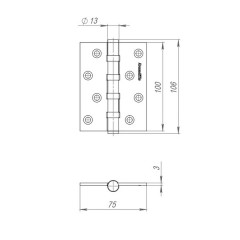 Петля универсальная IN4500UC-BL FSG 100x75x3 INOX304 флорентийское золото БЛИСТЕР