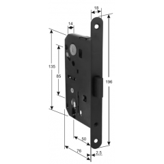 Замок врезной Magnetico F140.13.34 Cyl цилиндрический c ответной планкой и шурупами, Античная бронза