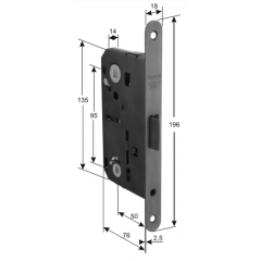 Замок врезной Magnetico F140.12.02 Wc сантехнический c ответной планкой и шурупами, латунь полированная